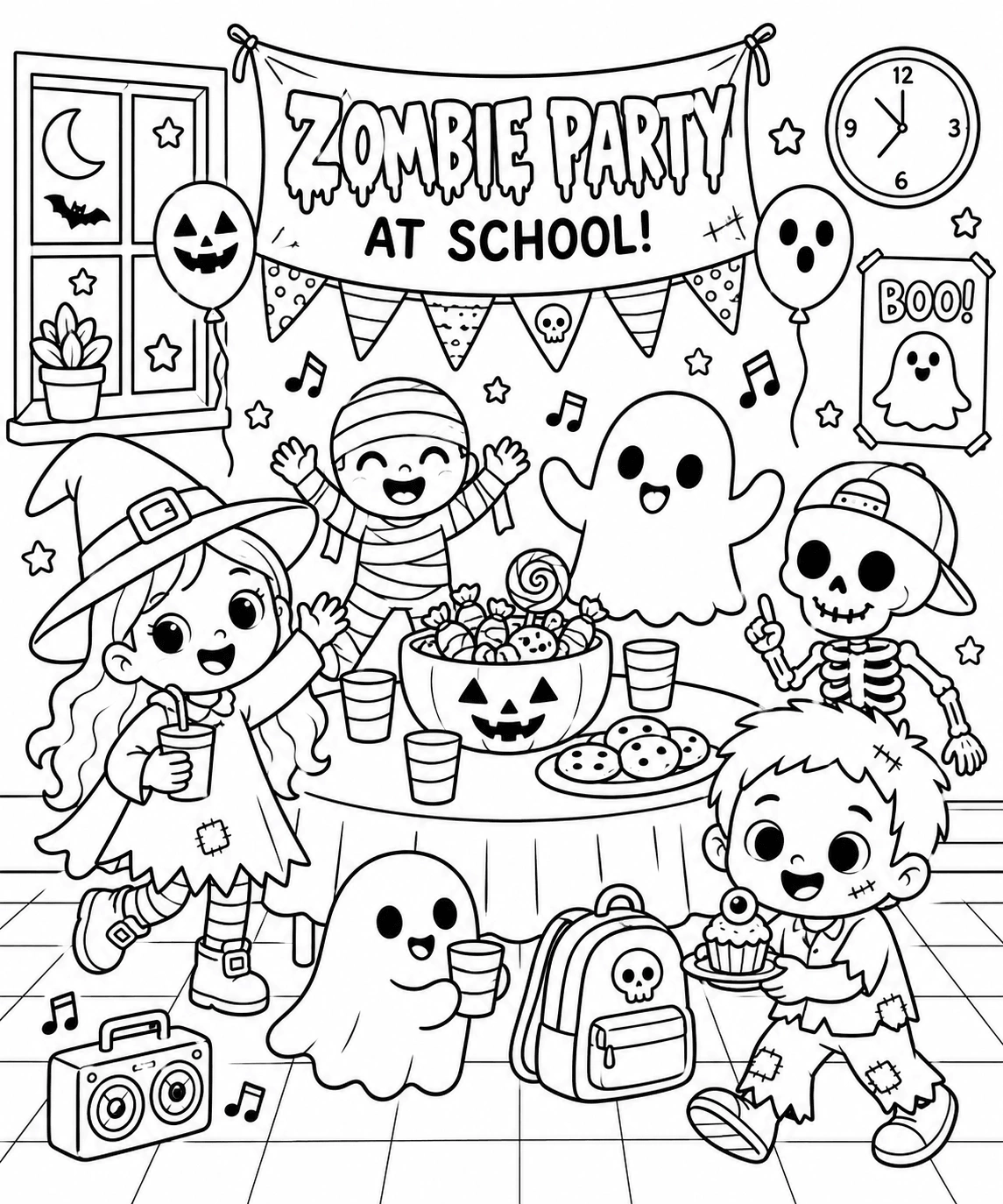 Finished Halloween coloring page