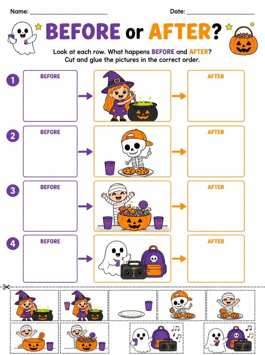 Object Matching Halloween Activity Page