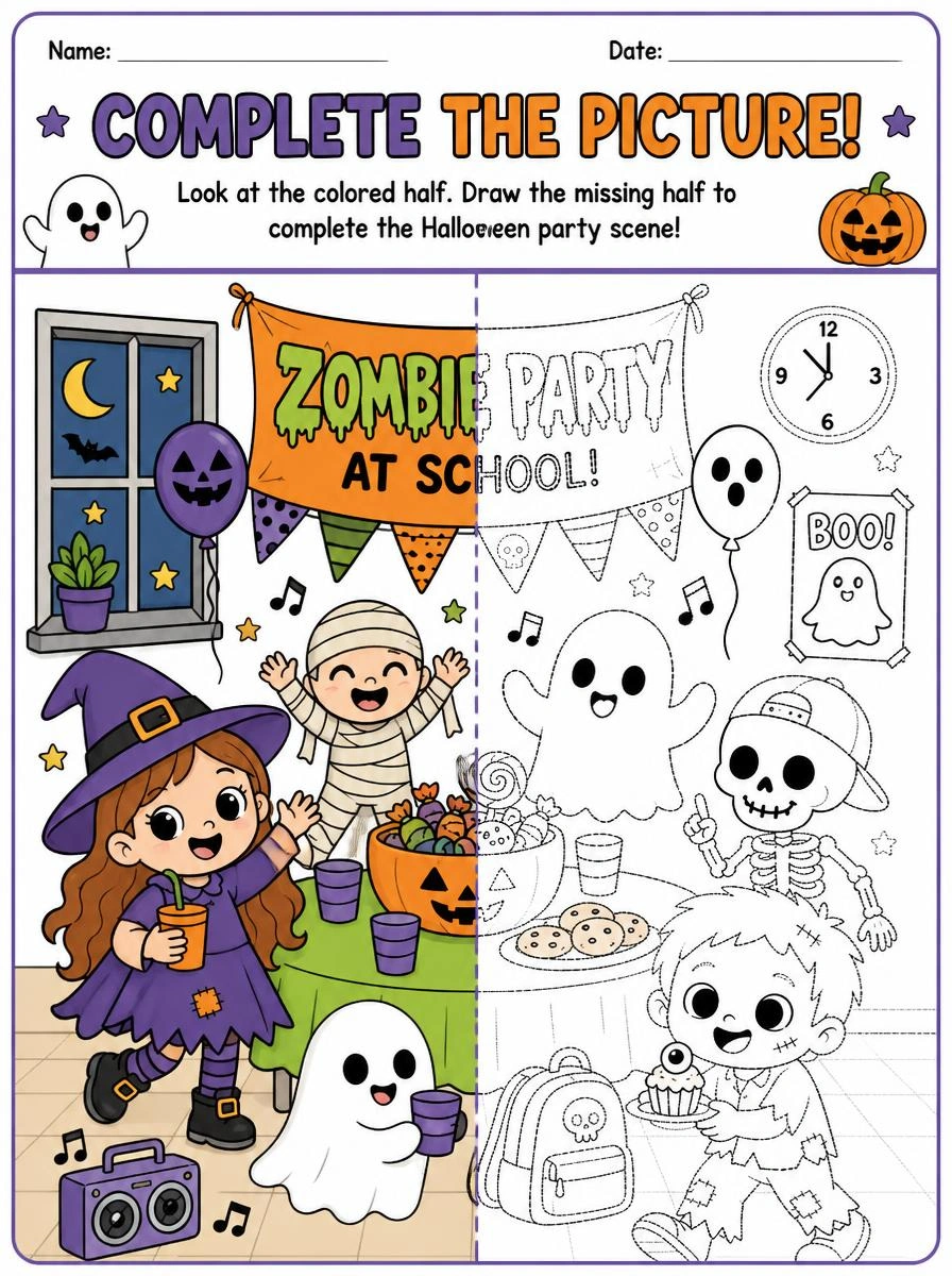 Complete the Pattern Halloween Activity Page