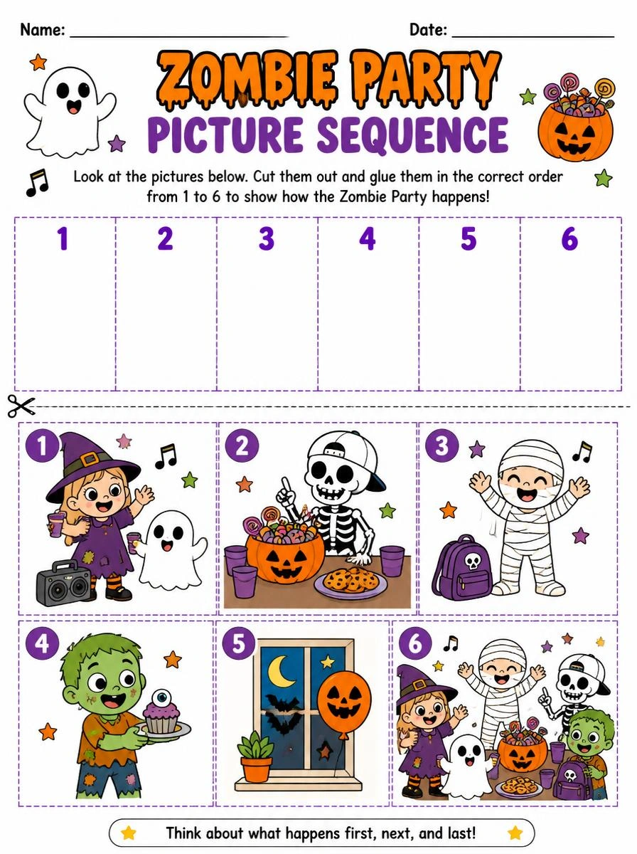 Picture Sequence Halloween Activity Page