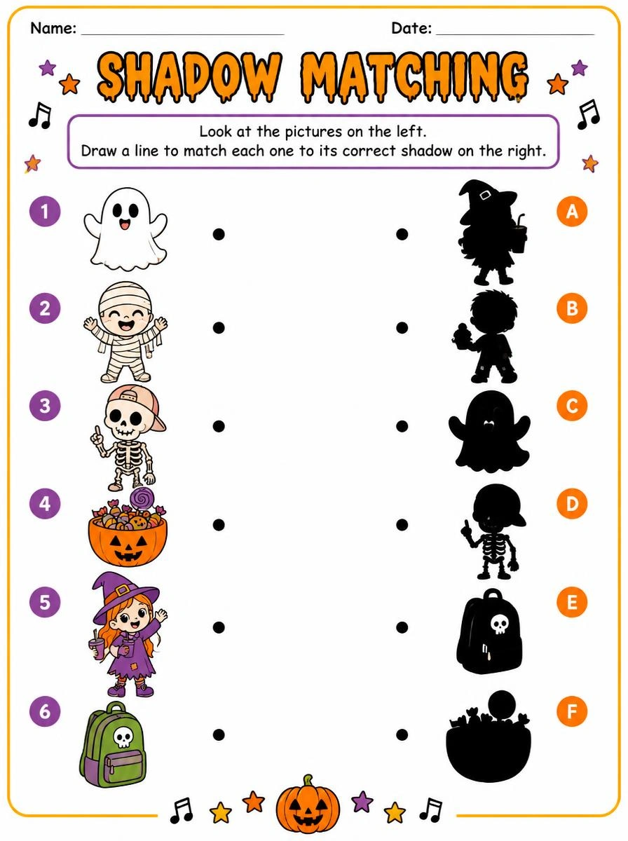 Shadow Matching Halloween Activity Page