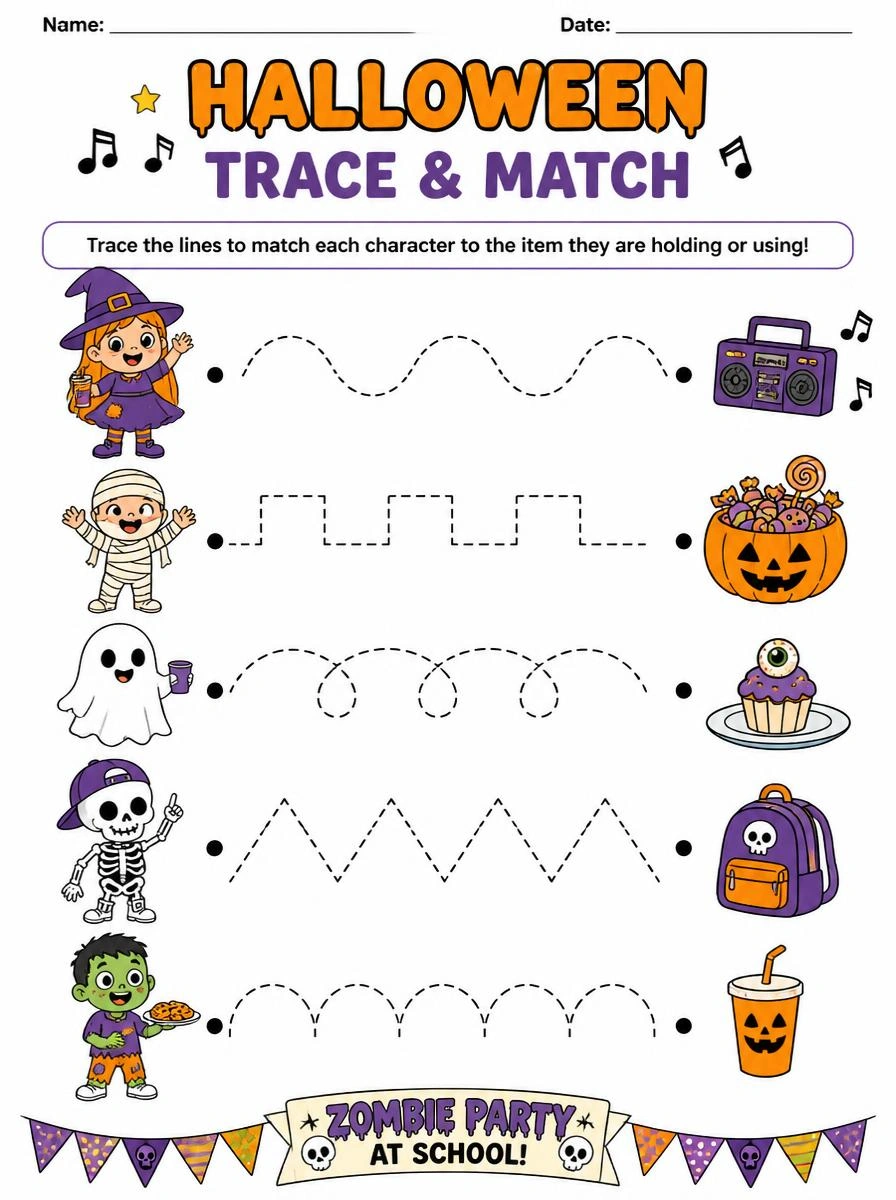 Halloween Tracing Activity Page