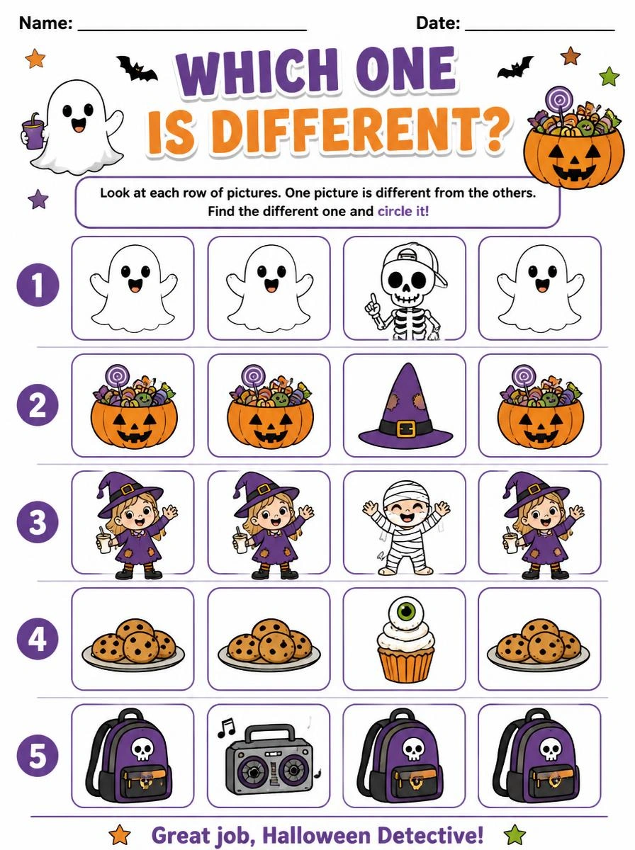 Halloween Search and Find Activity Page