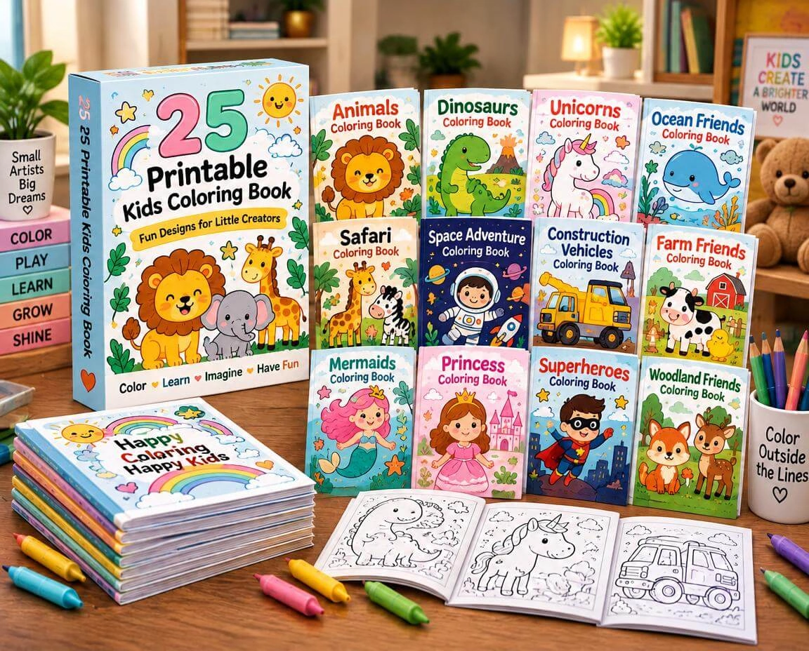40 Printable Kids Coloring Books