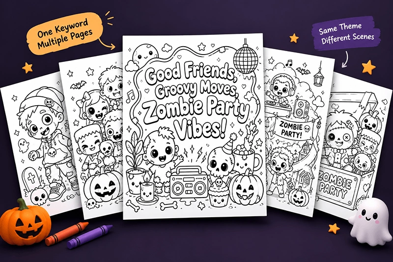 Halloween coloring page variations
