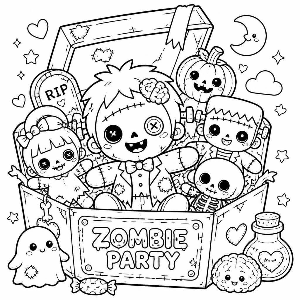 Halloween Coloring Page — Cute Collection Box