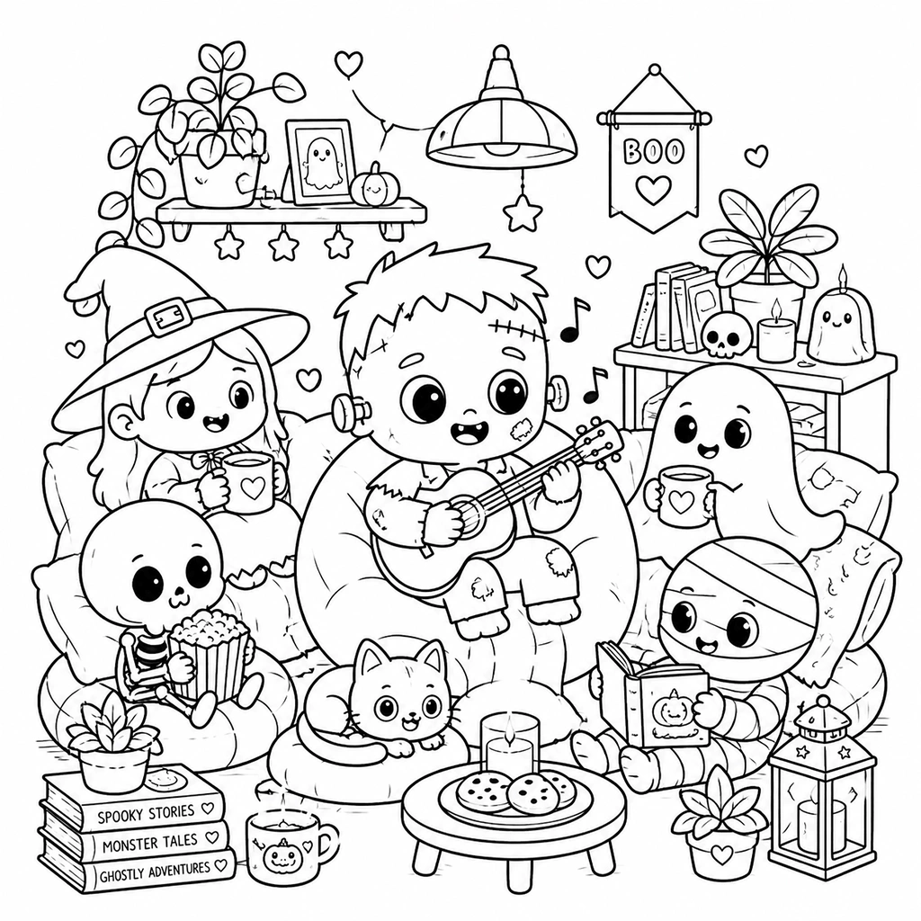 Halloween Coloring Page — Cozy Character Lifestyle