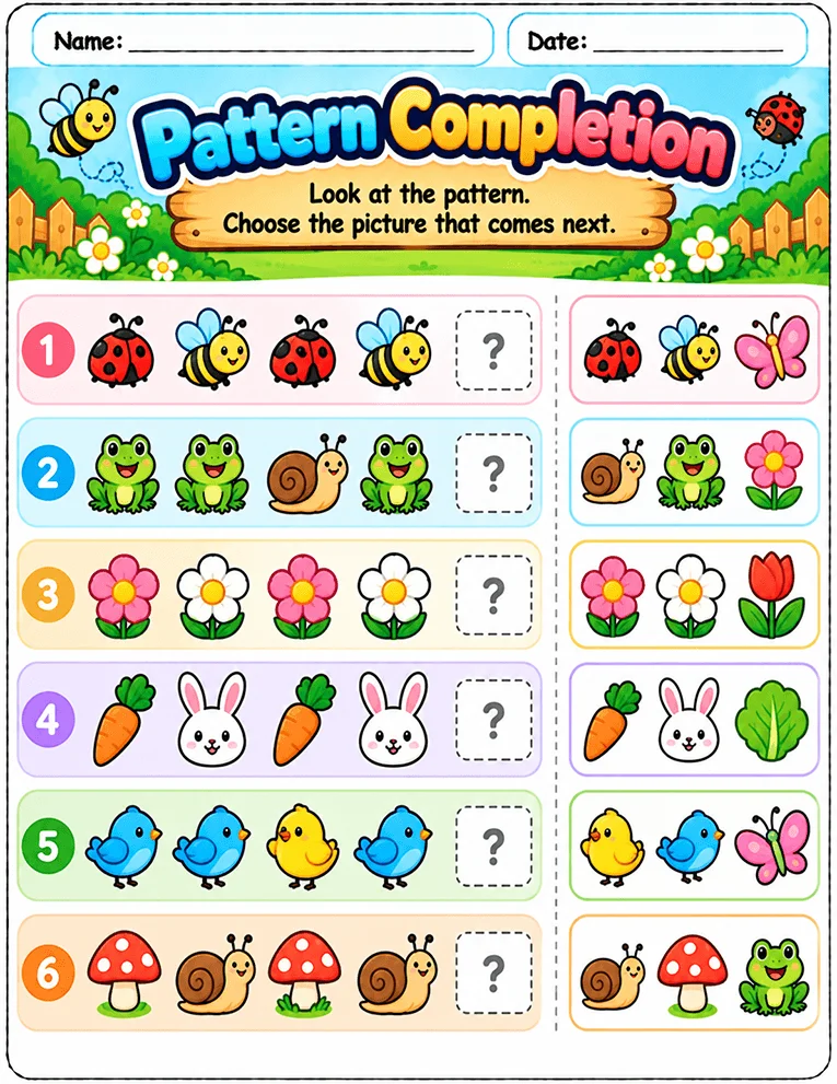 Pattern Completion worksheet