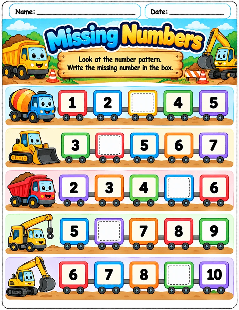 Missing Numbers worksheet