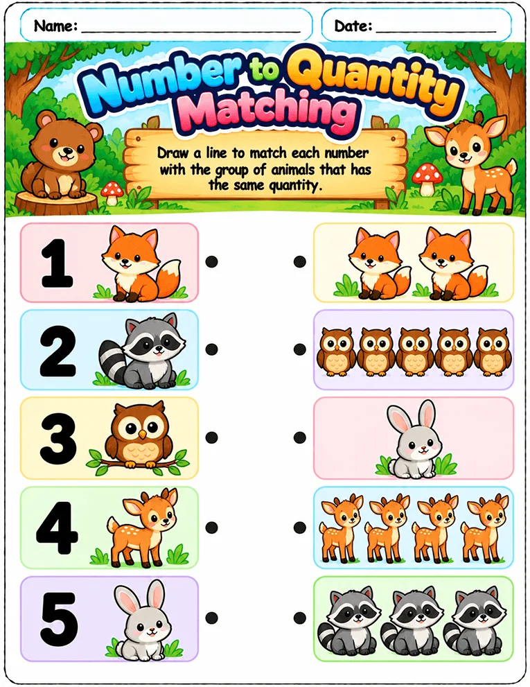 Number-to-Quantity Matching worksheet