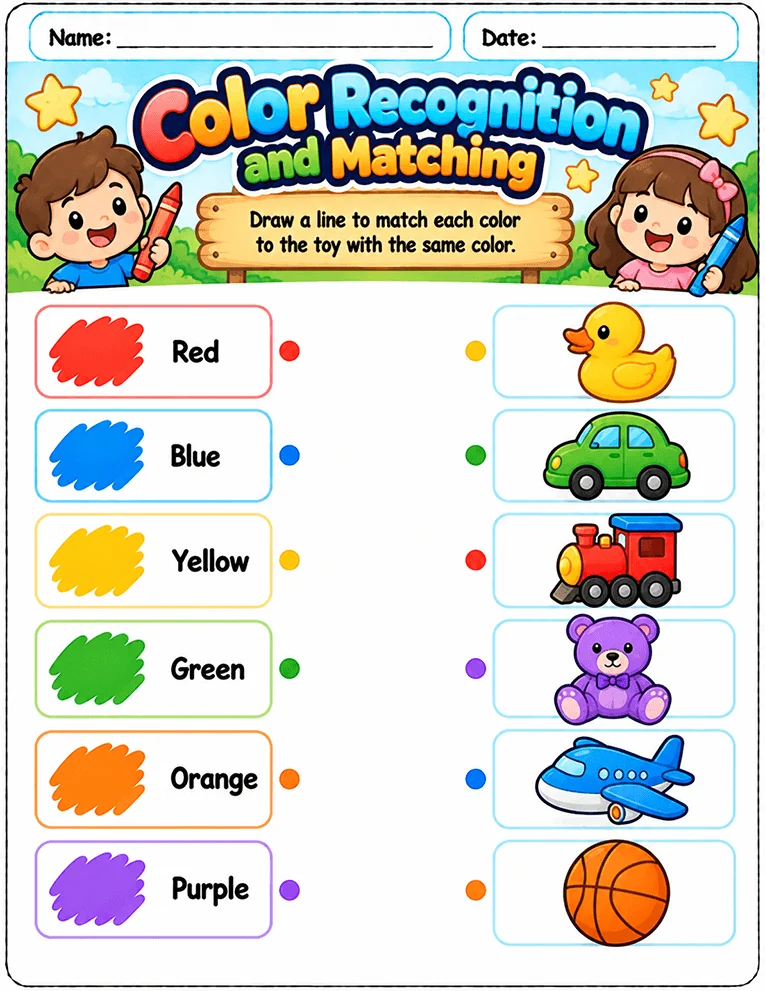 Color Recognition and Matching worksheet