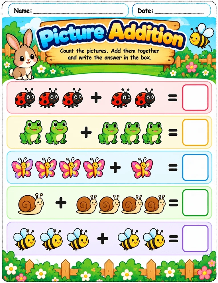 Picture Addition worksheet