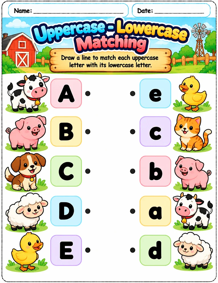 Uppercase and Lowercase Matching worksheet