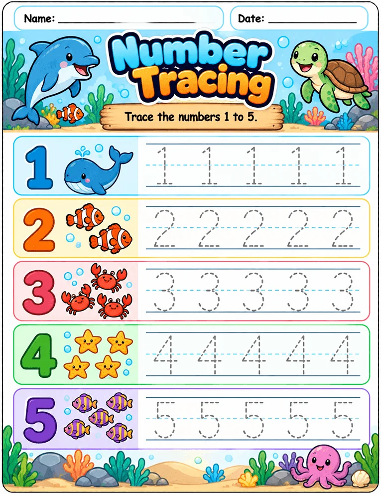 Number Tracing worksheet