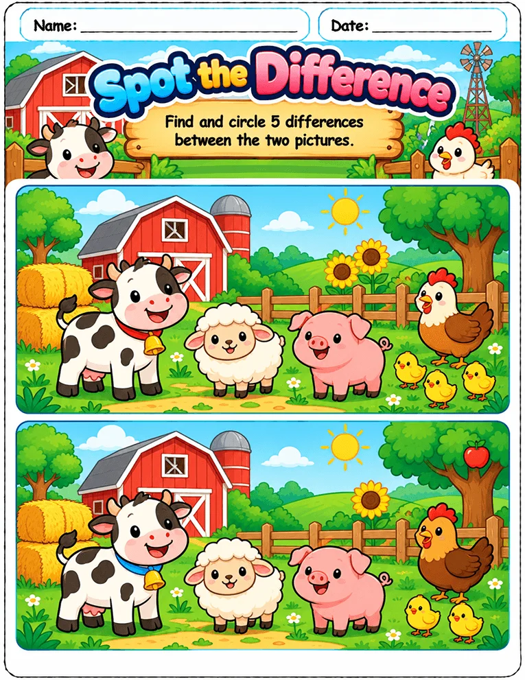 Spot the Difference worksheet